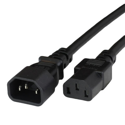 Bâti noir C14 de panneau du CEI au câble 1.5mm2 10A 250V de courant alternatif C13
